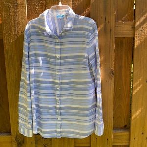 J. McLaughlin blue and white striped top L.